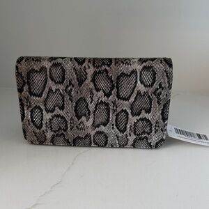 Snake-Print Gray Clutch Wristlet